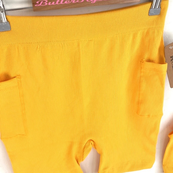 (AA4) Odiva Mustard Yellow Ribbed 2piece Tank top and Biker Short set,Sz XL, NWT - Picture 12 of 15